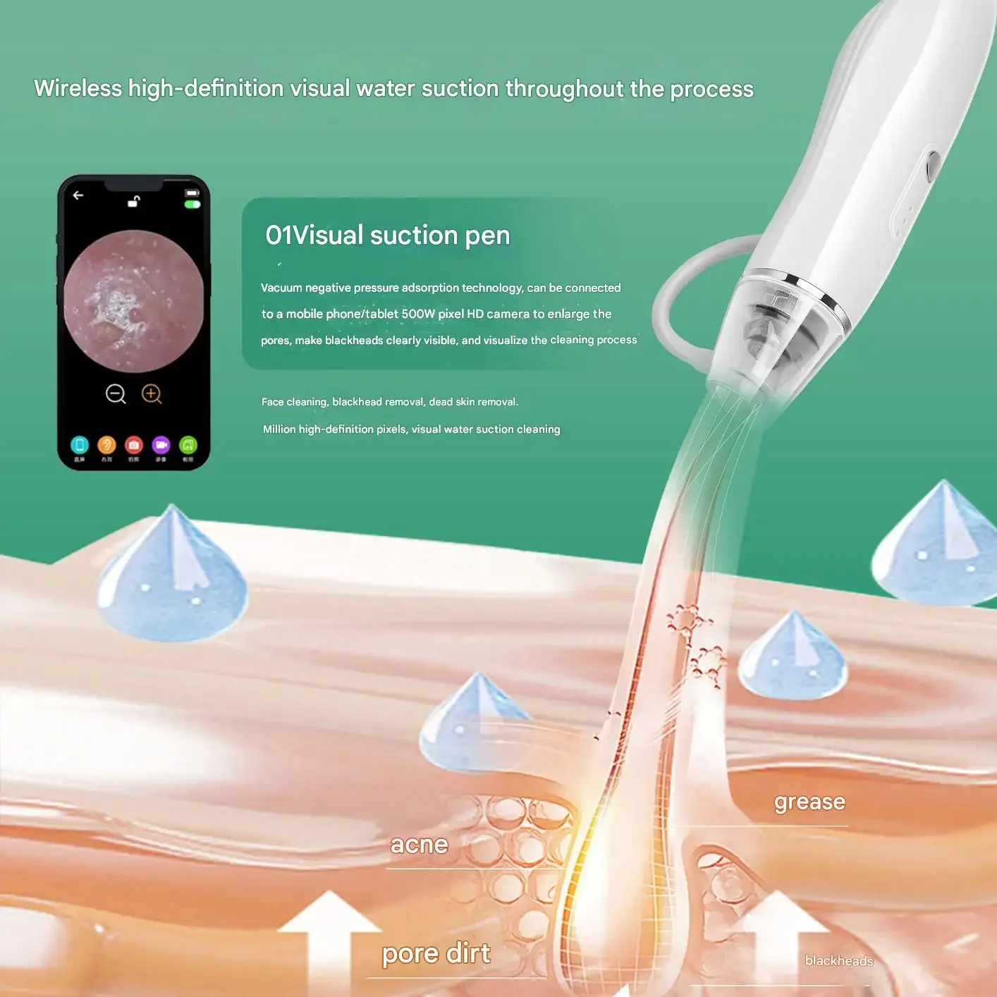 YTYINHome Use Portable 3 In 1 Moisturizing Spray Vacuum Blackhead Remover Small Bubble Microdermabrasion Hine