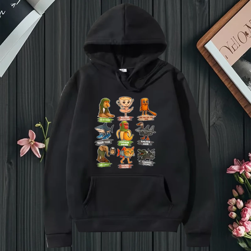 

Italian Brainrot Funny Meme hoodie men women fashion vintage Long sleeve Sweatshirt with print Graphics oversized hoodie unisex