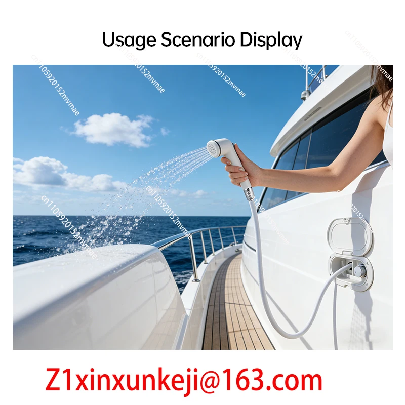 Marine hot and cold shower box kit with pull-out hand-held sprayer for motorhomes, yachts