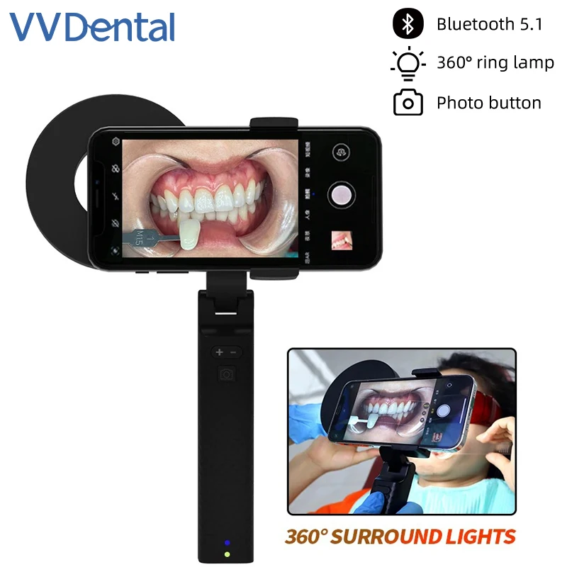 VVDental Dental Oral Photography LED Lamp Oral Filling Flash Light Phone Photo Video Flashlight Lighting Bluetooth Twin Flash