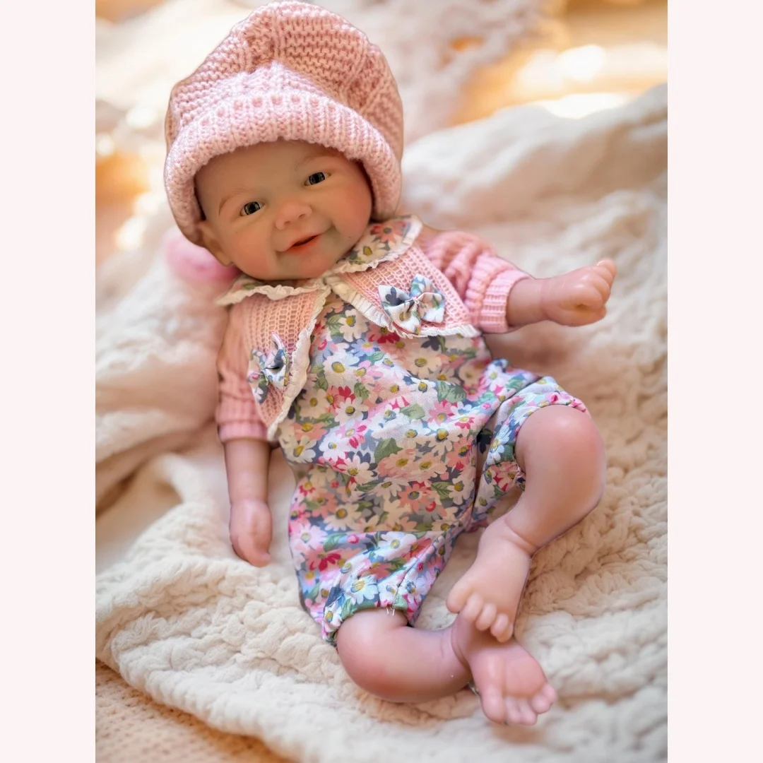 Vivienne 13Inch Open Mouth Full Body Solid Silicone Bebe Reborn Girl With 2 Sets Cloth Soft Touch Lifelike Real Newborn Doll