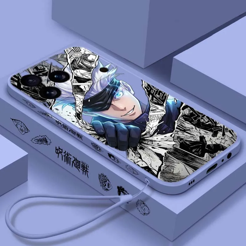 Gojo Satoru Jujutsu Kaisen Art For Apple iPhone 17 Air 16 16e 15 14 13 12 11 XS Pro Max Plus Liquid Left Rope Cover Phone Case