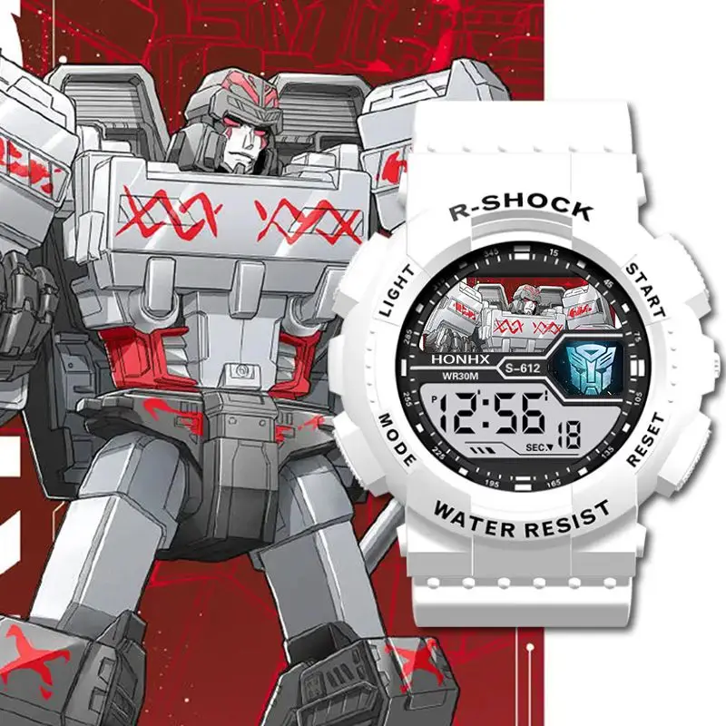 変形オプティマスプライム トレンディ電子防水発光学生向け耐衝撃スポーツスマートタイミングウォッチ 男性へのギフト