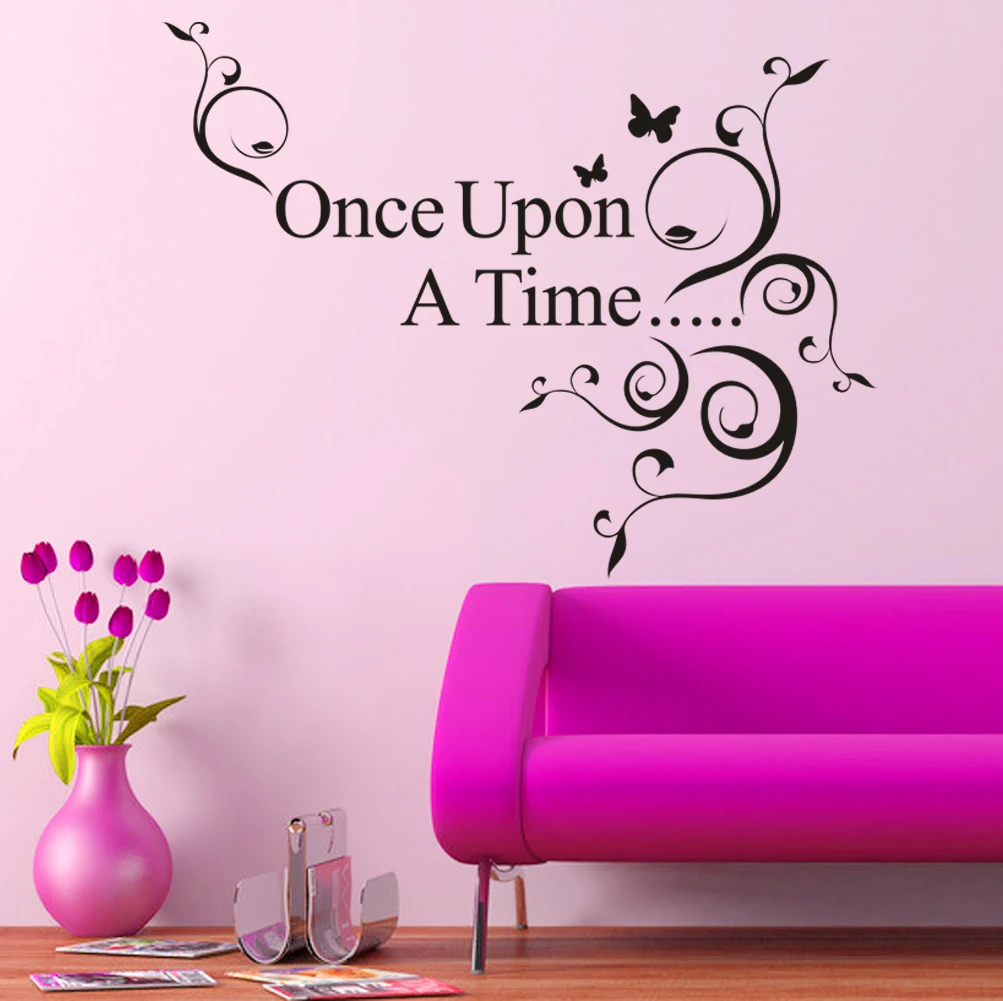 Once Upon a Time Living Room Bedroom 3D Vinyl Wall Decal Wall Lettering Art Words Wall Sticker Home Decor stickers