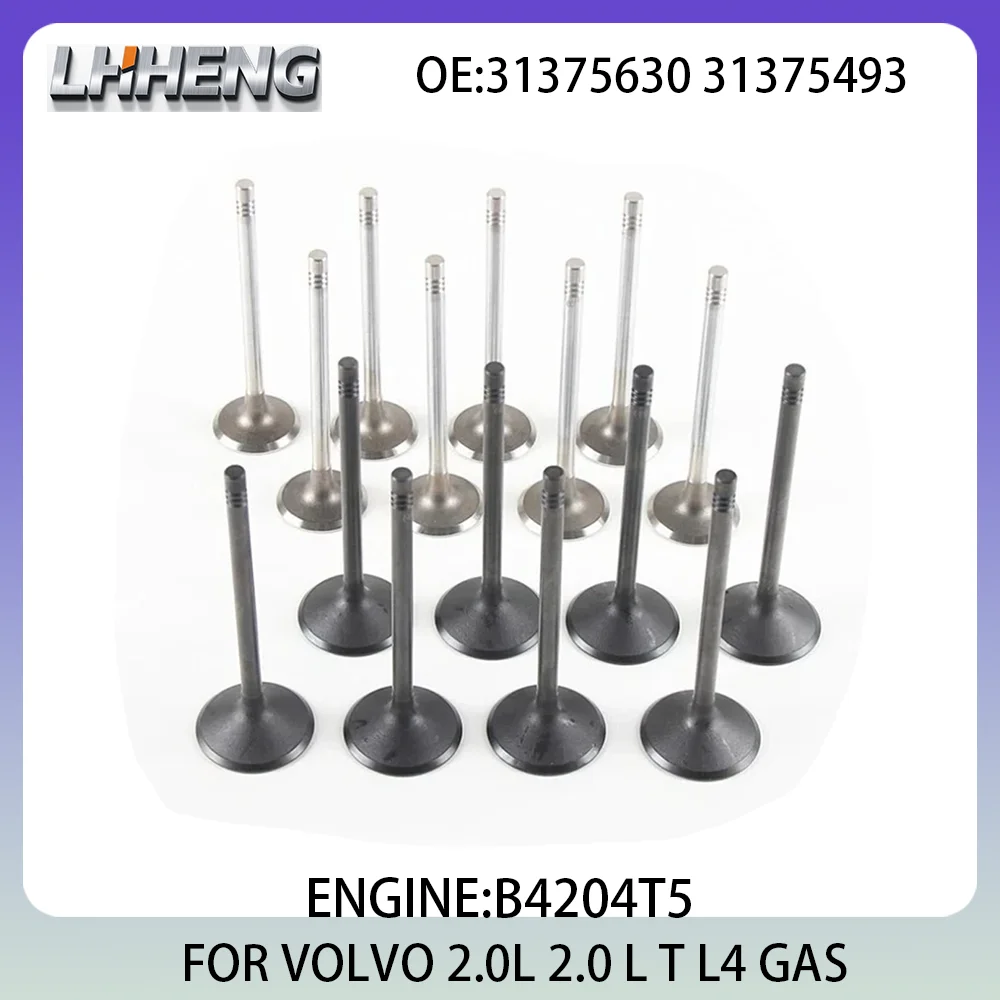 16pcs Engine Intake & Exhaust Valve Kit For VOLVO S60 S80 S90 V40 V60 V70 V90 XC40 XC60 XC70 2.0L 2.0 L T 00-22 31375630 B4204T5