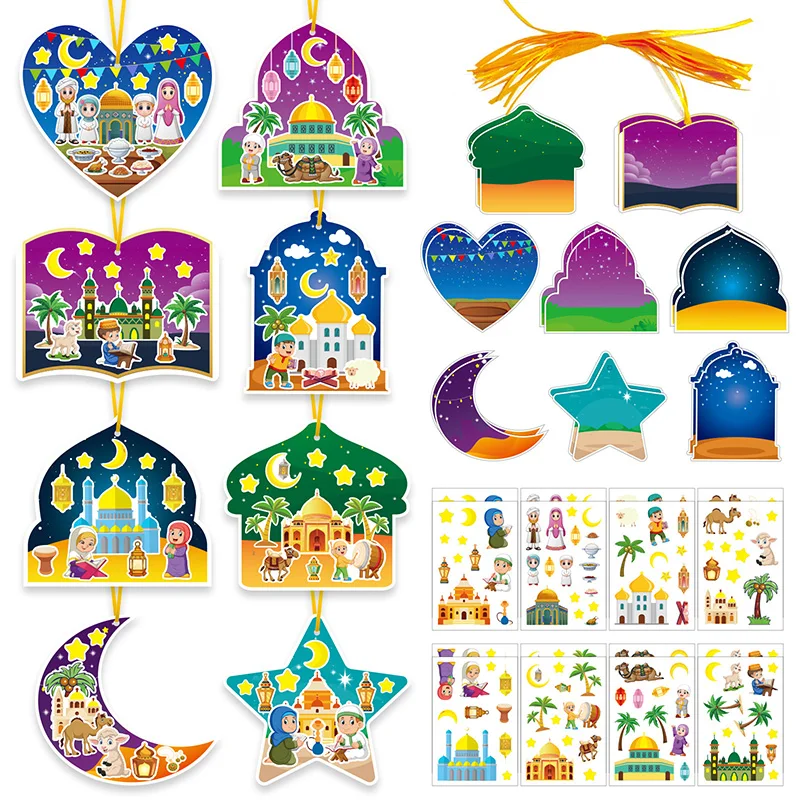 

1set Ramadan DIY Stickers Eid Mubarak Gift Label Decoration Home Hanging Ornaments Islamic Muslim Party Supplies Sealing Sticker