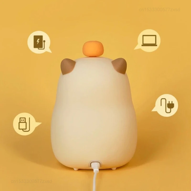 Capybara Led Night Light Silicone Rechargeable Digital Alarm Clock Dimmable Table Lamp Timing USB Charge Children Birthday Gift