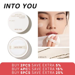 INTO YOU Loose Powder White Color Fluffy Face Powder Waterproof Matte Setting Finish Makeup Oil-control Professional Cosmetics