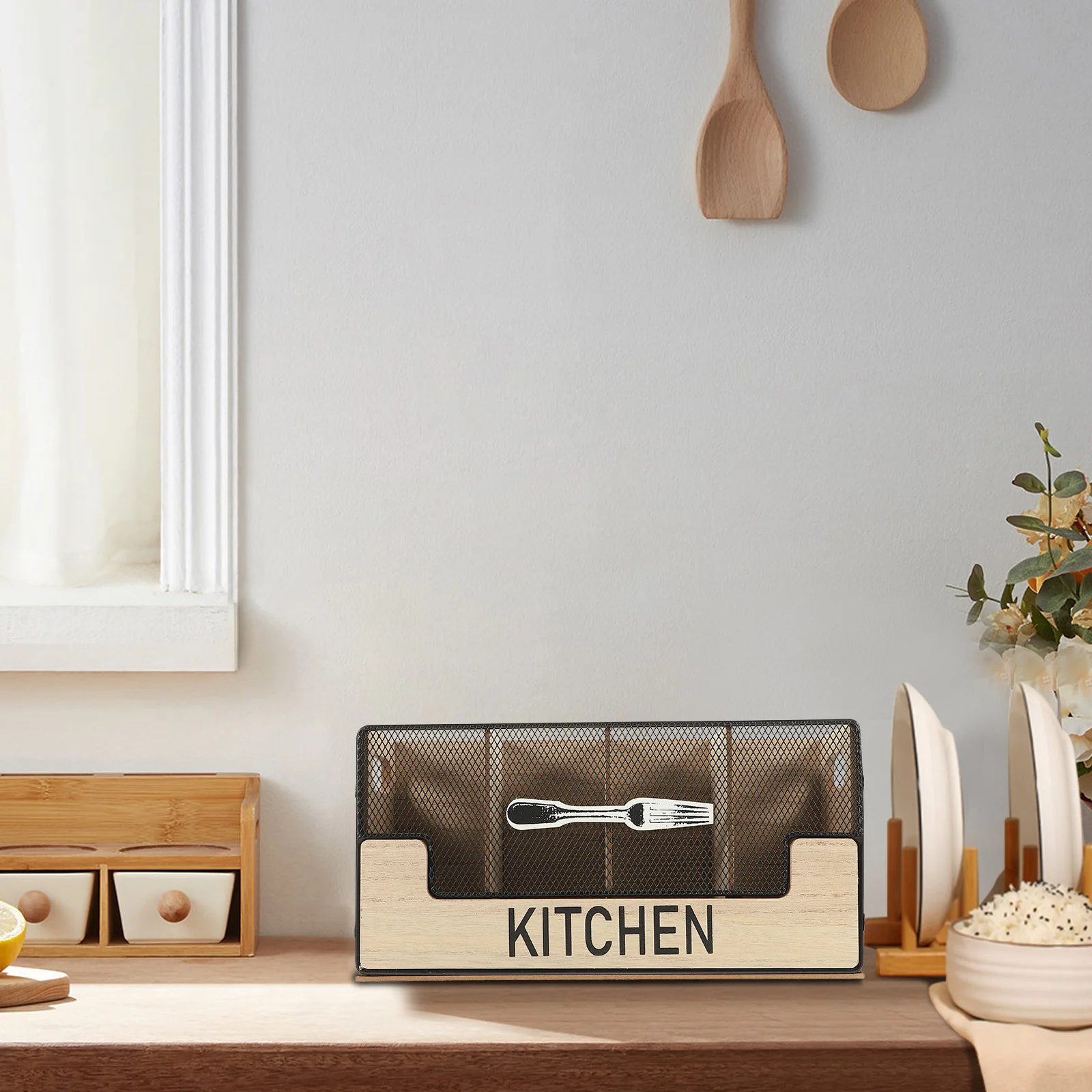 

Cutlery Holder Kitchen Storage Box Chopstick Spoon Generous Capacity Sturdy Construction Multi Purpose Easy Use Utensil Holder
