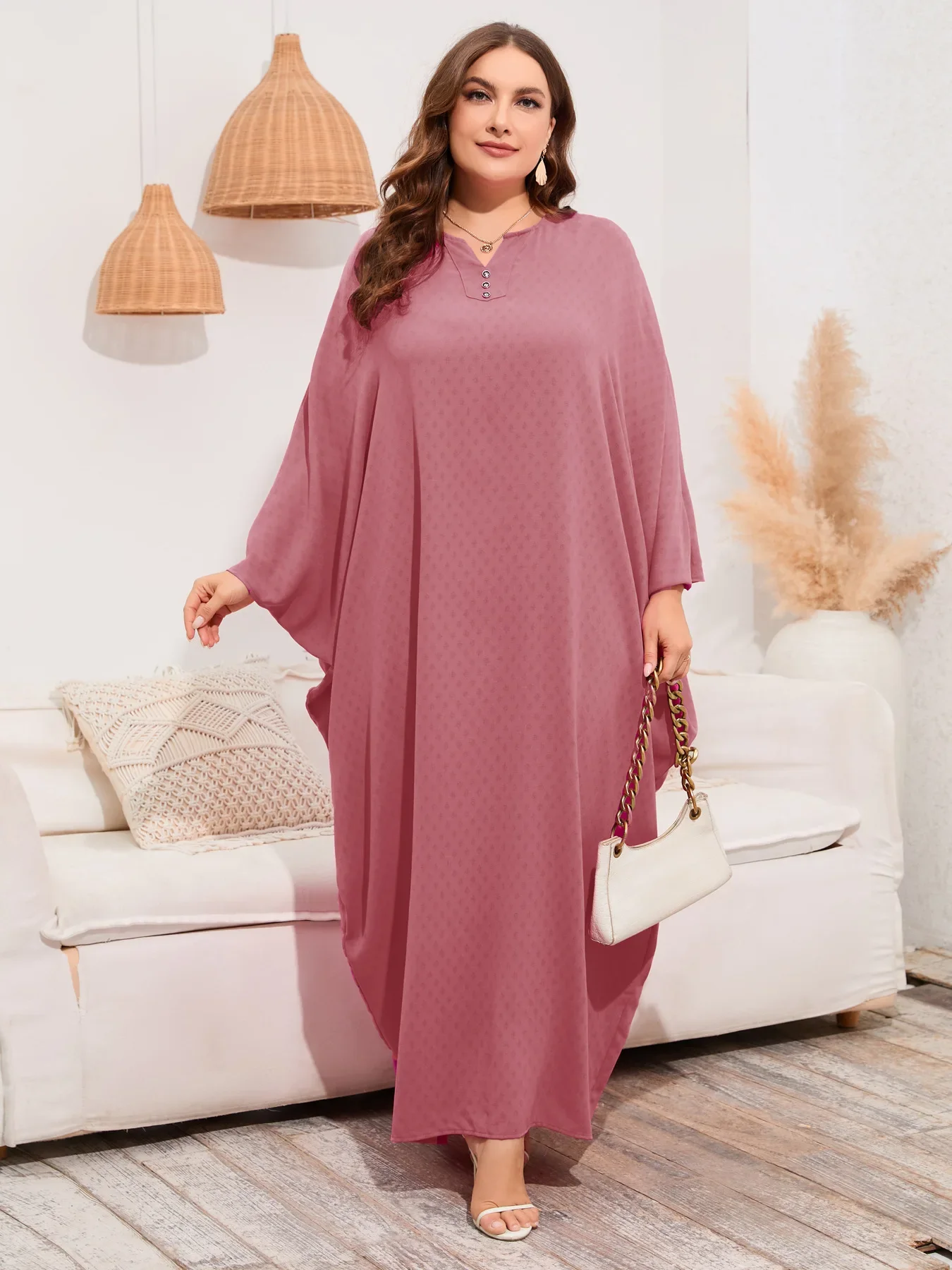 

Eid Muslim Long Dress for Women Muslim Abaya Bat Sleeve Loose Robe Caftan Vestidos Party Abayas Ramadan Kaftan Jalabiya 2024