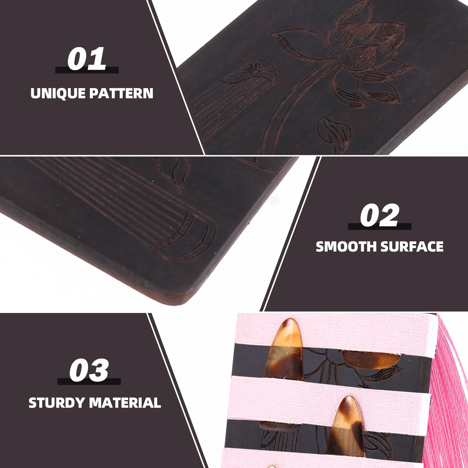 

Natural Guzheng Nail Plate Child Memory Card Holder Sandalwood Stringed Instrument Accessory