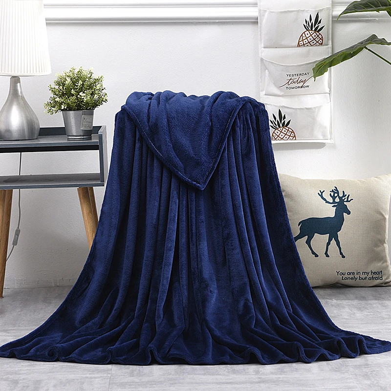 Solid Color Flannel Blanket Soft Warm Coral Fleece Velvet Blanket Winter Sheet Sofa Office Air Conditioning Yoga Nap Blanket