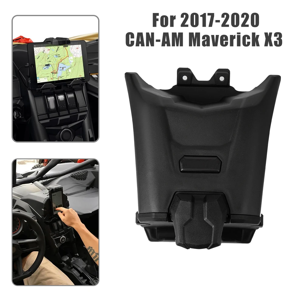 Black Electronic Device Holder With Integrated Storage For 2017-2023 Can Am Maverick X3 Models
