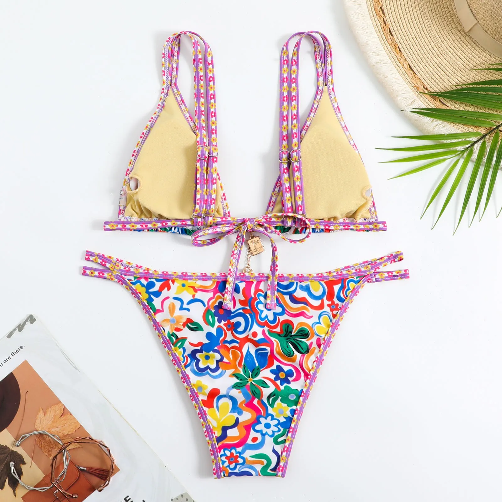 Swimsuits 2024 Woman Women Gradient Bikini Set Swimming Two Piece Sexy Swimsuits Swimwear Beach Suit Bohemian Bikini Mujer