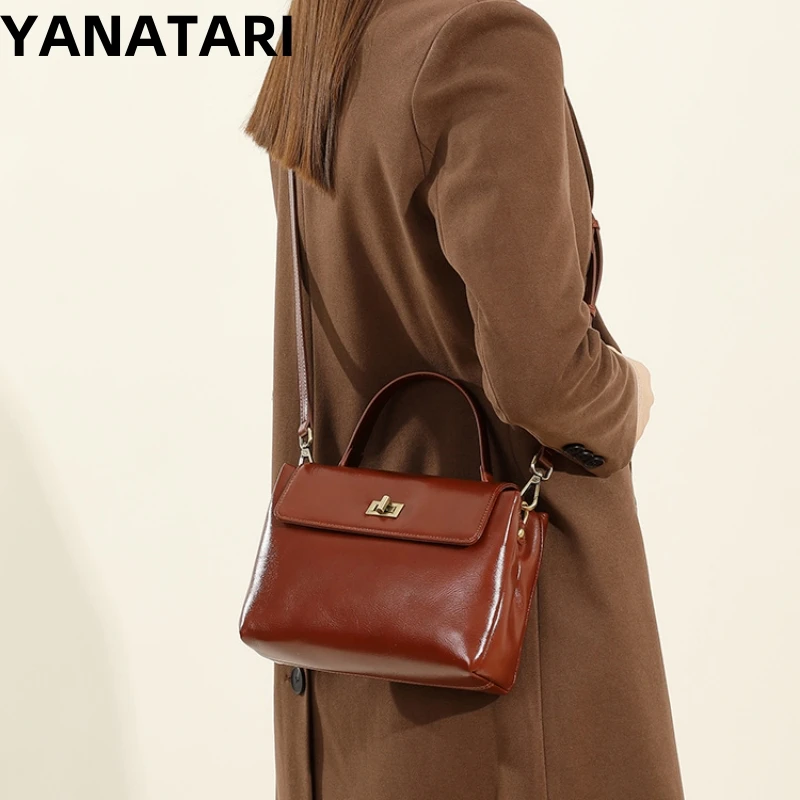 YANATARI Genuine leather woman bag shoulder bag Handbags ladies crossbody bags luxury designer minimalism bag Cattle leather