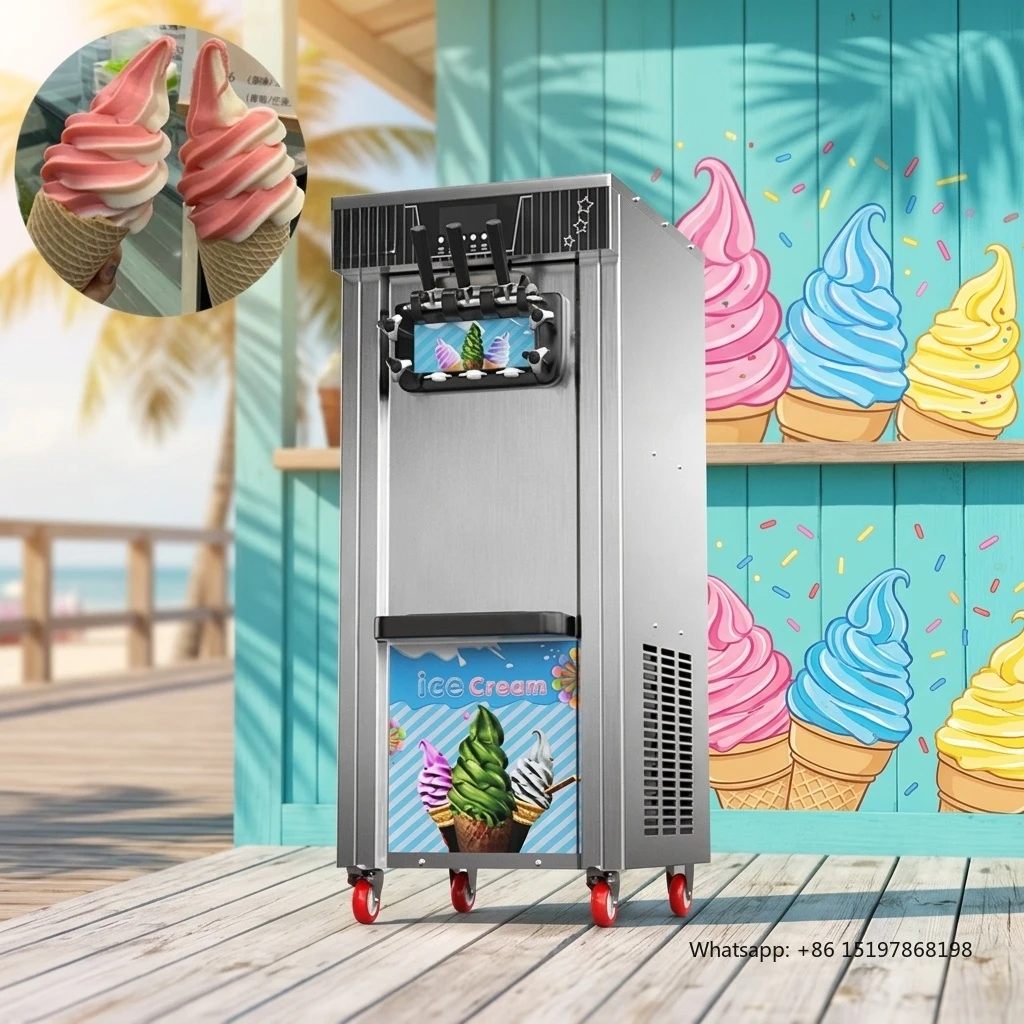 Desktop 3-Flavor Ice Cream Maker High Productivity Soft Ice Cream Compact Footprint Fast for    Freezing User-Friendly Control