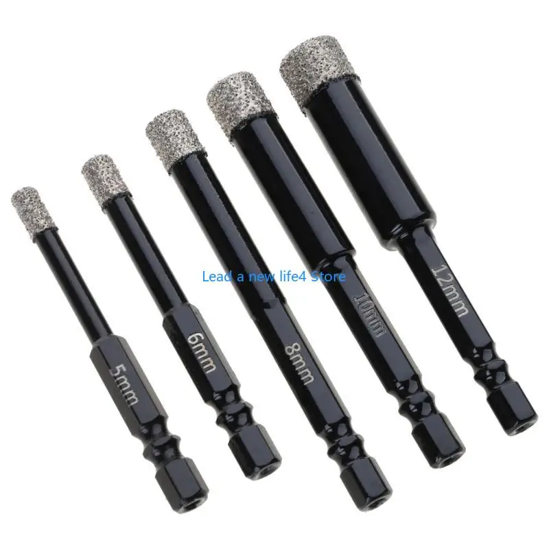 Y55E Heavy Duty Shank Diamond Coated Drill Bits for Hard Materials (Set of 5) for Construction and Renovation