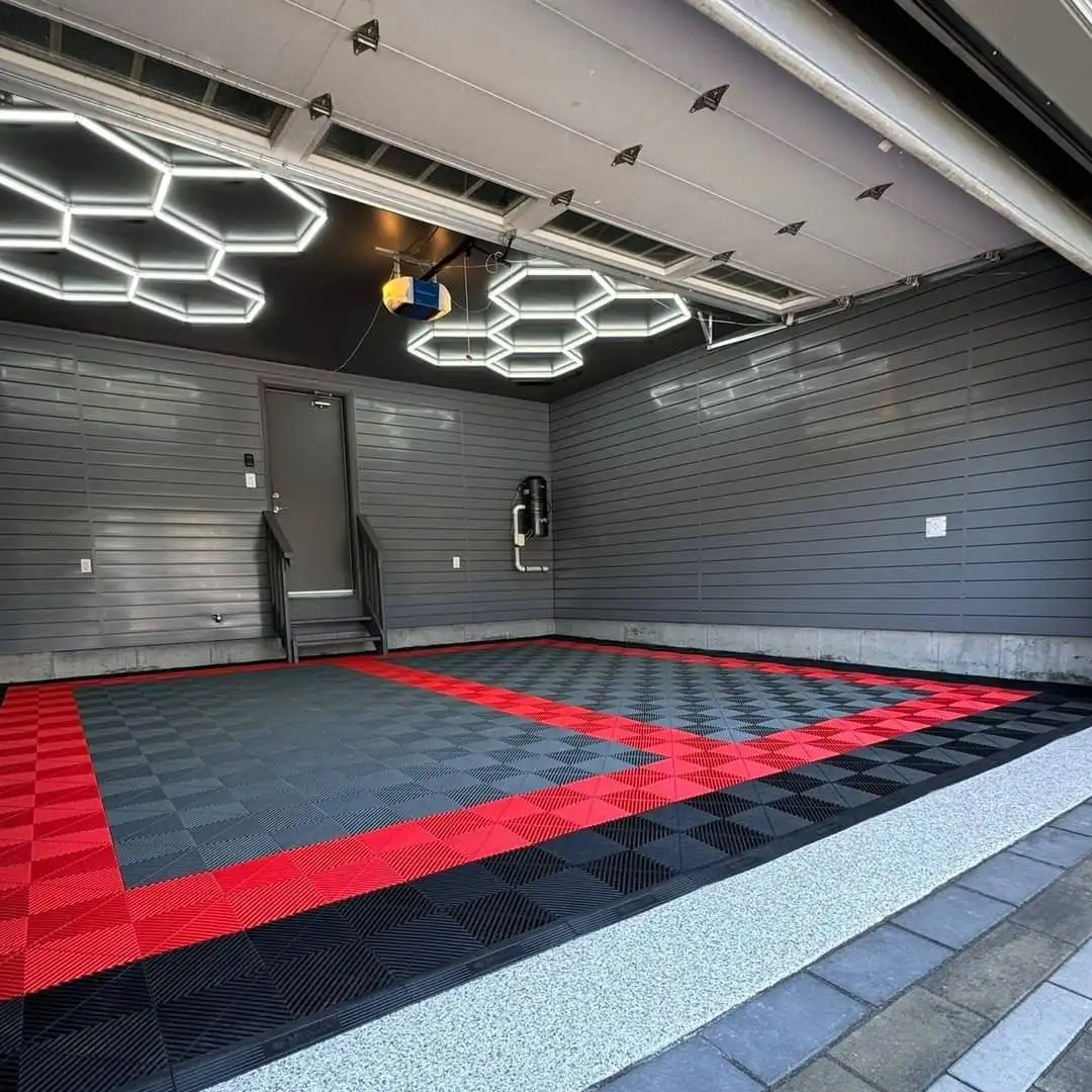 Modular Anti-Slip Interlocking Garage Floor Tiles PP PVC Plastic Flooring Mats for Car Detailing Shop & Workshop Garage