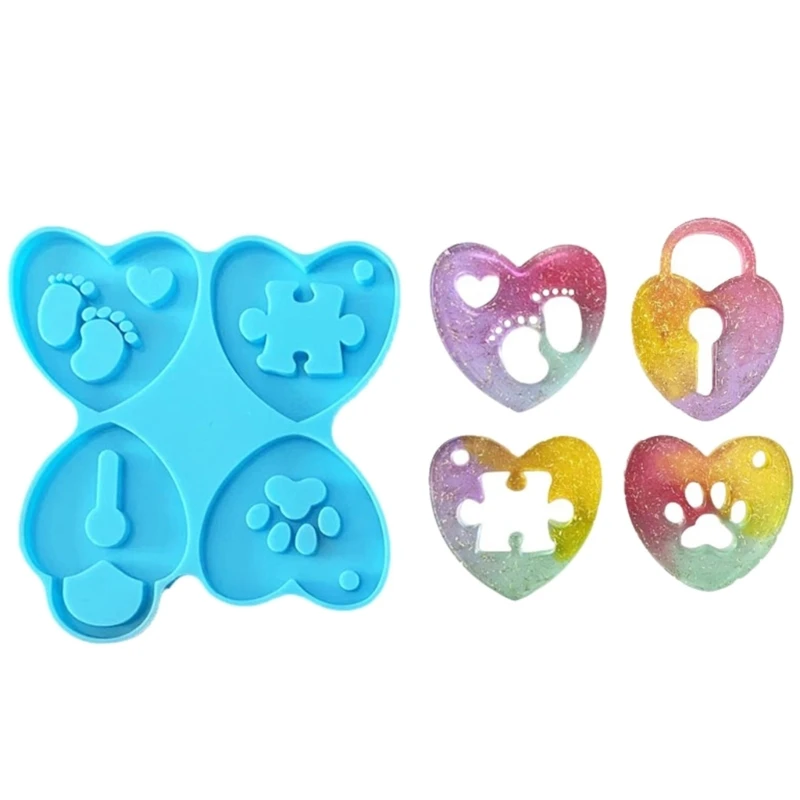 

Heart Keychain Mold Keyring Casting Mould Silicone Mold for DIY Crafts