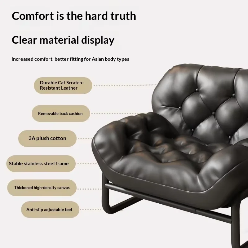 Factory Price Single Sofa Durable Leather Upholstery Button Tufted Design Lounge Chair Home Office