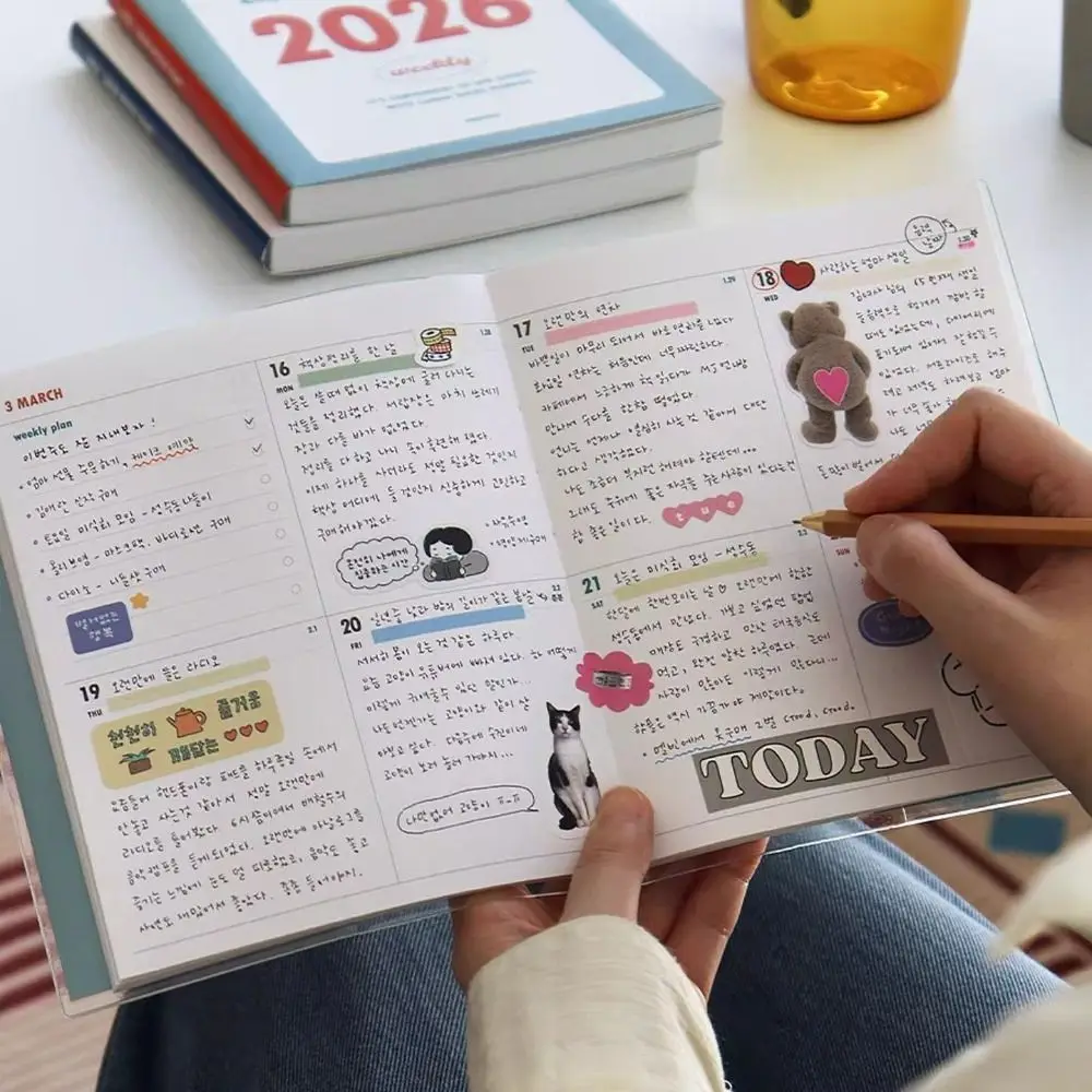 ريترو نوفمبر 2025-ديسمبر 2026 مخطط يومي مع كتاب جدول أعمال التقويم DIY خفيف الوزن للقيام بقائمة المفكرة اللوازم المدرسية