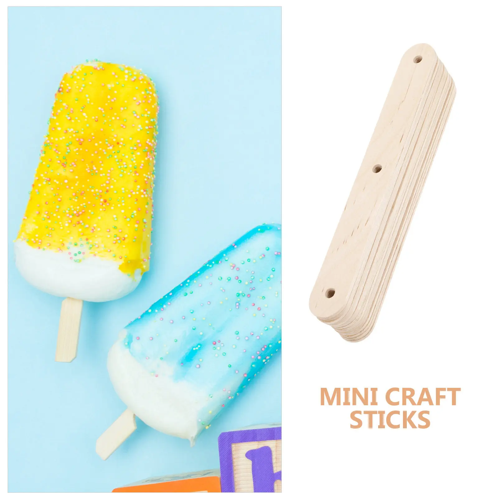 50Pcs Ice Pop Sticks Wooden Craft Stick Tough Natural Material for DIY Ice Pop Ice Cream Sticks Wood Craft Stick