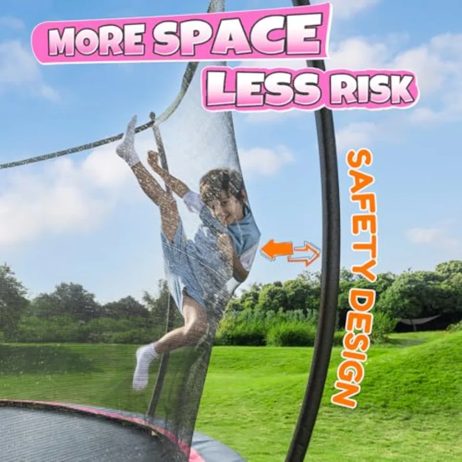 Outdoor recreational trampoline with safety enclosure for kids and adults ASTM approved includes ladder galvanized steel frame