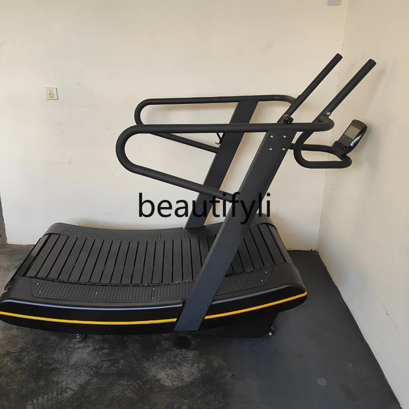 

Unpowered treadmill for gym sports school training, curved rubber running belt, commercial unpowered