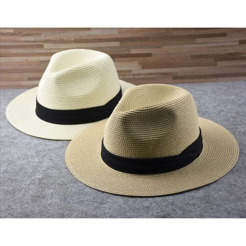 Unisex Summer Foldable Panama Straw Hat Large Size Jazz Fedora Sun Cap
