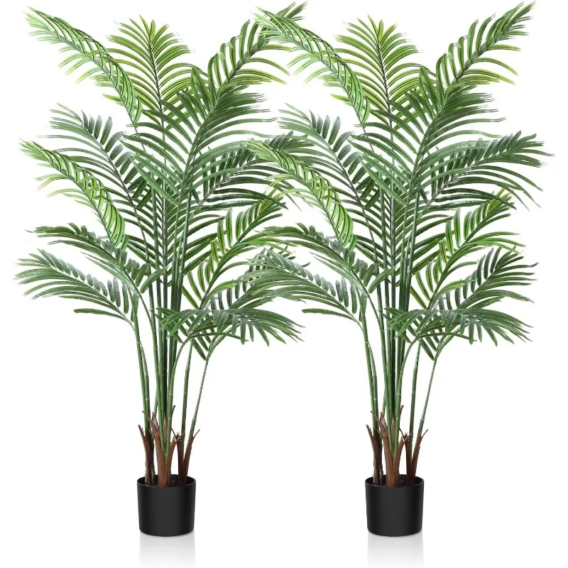 

Artificial Areca Palm Plant 5Ft Fake Tropical Palm Tree, Perfect Faux Dypsis Lutescens Plants in Pot