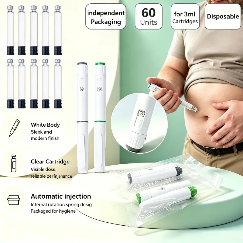 5/10Pcs 60IU Portable Disposable Self-Injection Pen, Injection Assist Device for Insulin, Growth Hormone & Weight Loss Peptide