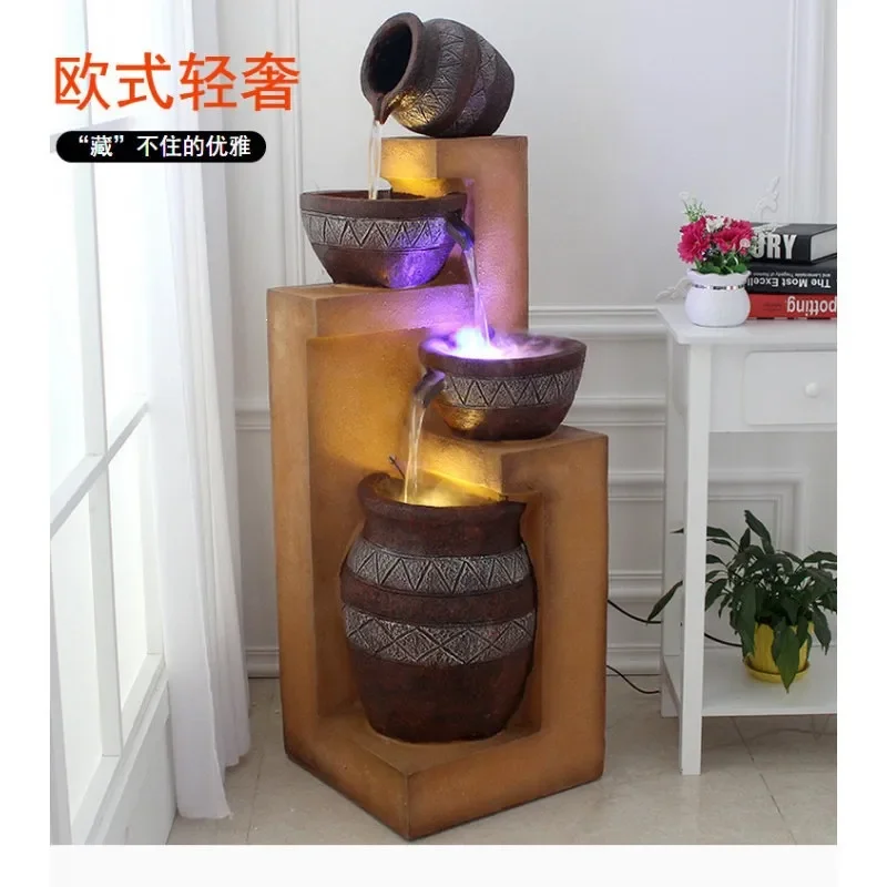 for Creative European Living Room Flowing Water Fountain Crafts Home Decoration Lucky Feng Shui Wheel Humidifier Resin