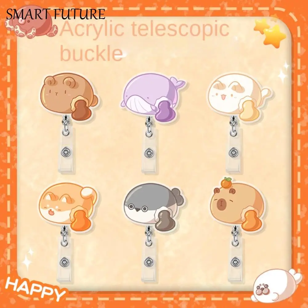 Animal Style Dumplings Animals Badge Reel Dumplings Cartoon Animal Cartoon Retractable Badge Reel Cat Creative