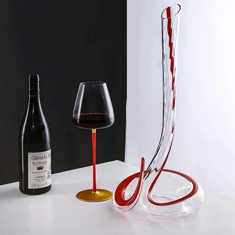 Imagem -04 - Conjunto Decantador de Vinho de Vidro Cristal Arte de Estilo Europeu em Forma de Cobra Dispensador de Vinho Transparente Doméstico Grande 1000ml