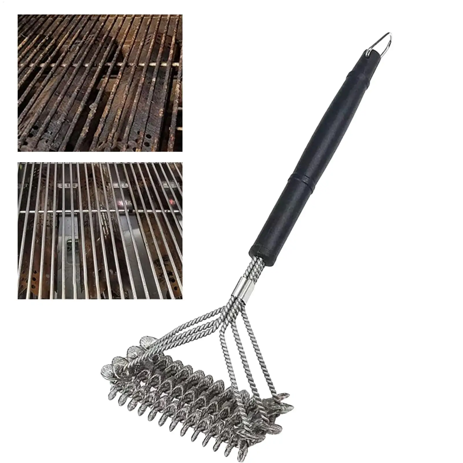 BBQ Grill Brush Cleaning Brushes Tool Grill BBQ Stainless Steel Bristles Non-stick Grilling Kitchen Brushes Barbecue Accessories