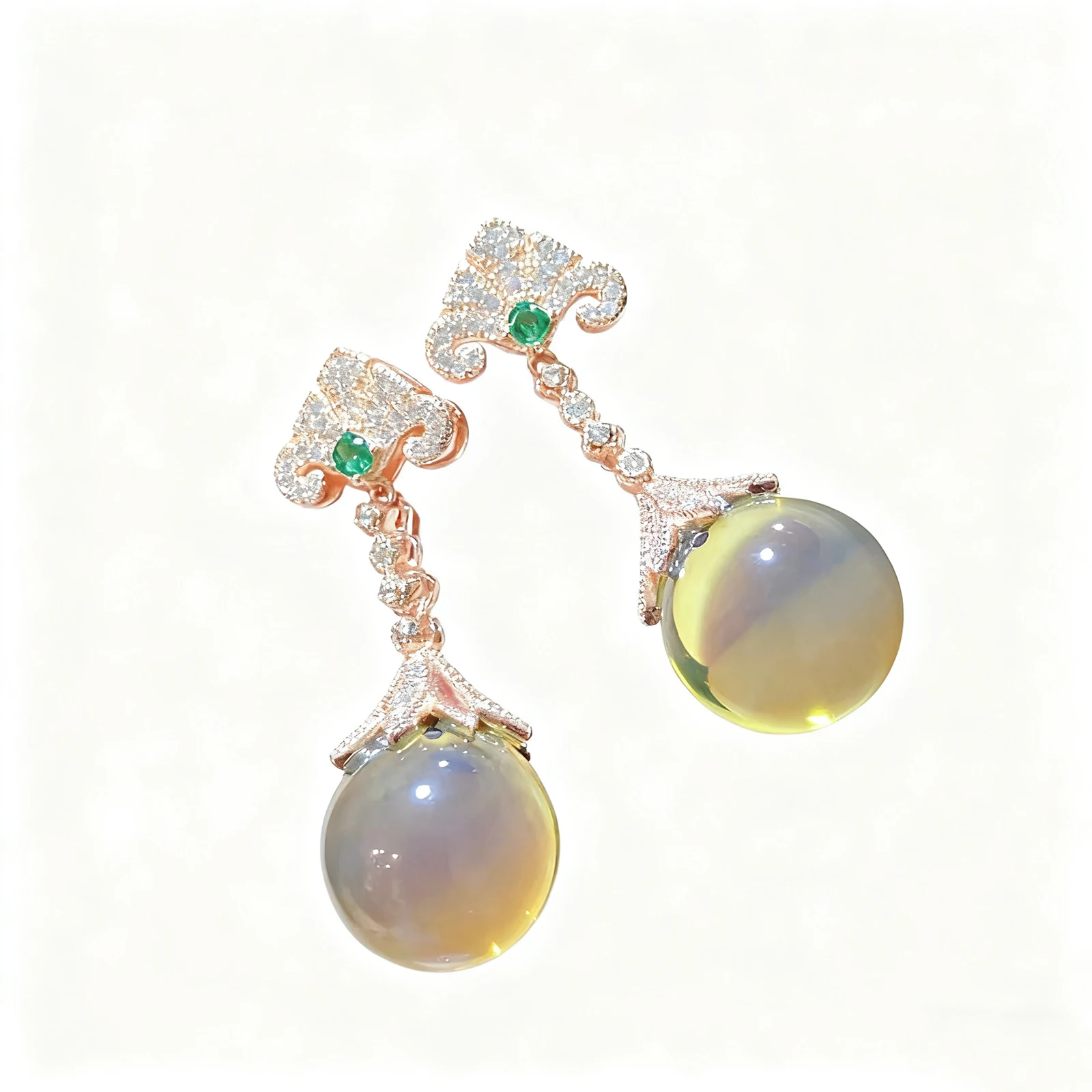 

Triangular Orchid Amber Earrings13mmNatural Baltic Ambe GreenStone Sterling SilverRose Gold Plated Love Gift for Her Anniversary