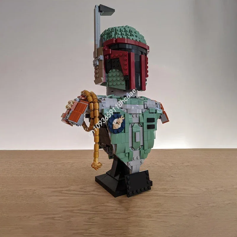 1249 Uds Star Battle Boba Bounty Hunter busto casco bloques de apilamiento modelos de juego Moc juegos de construcción juguetes para adultos Hobby coleccionables