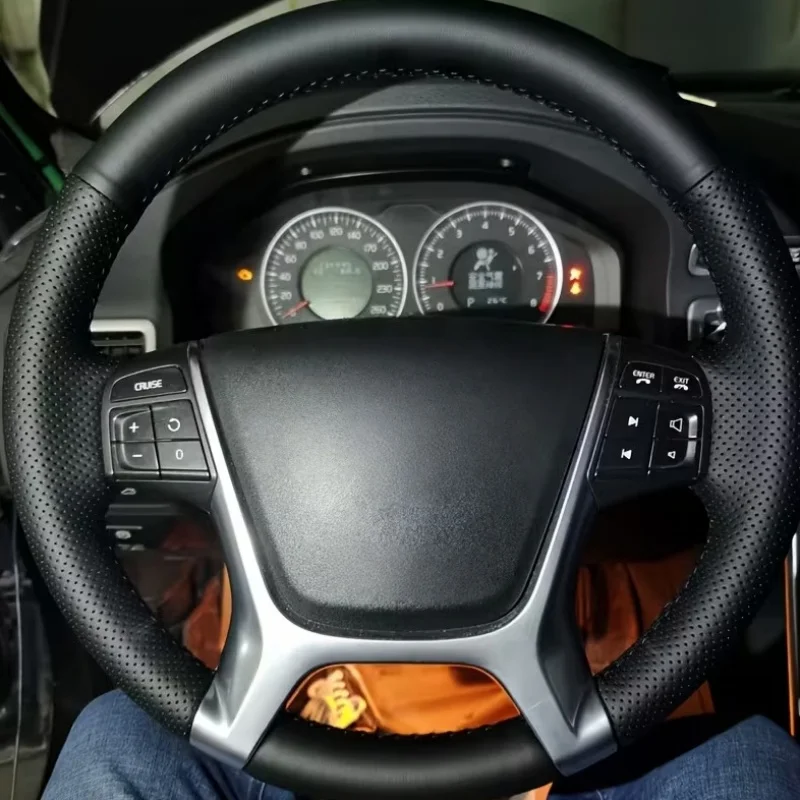 Housse de volant de voiture en cuir cousu à la main, résistante à l'usure, antidérapante, pour Volvo S80, 2010 XC70, 2011 XC60, 2010-2013, accessoires
