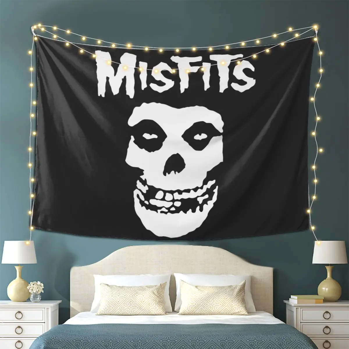 

Bat Skull Misfits Skull Mesh Tapestry Wall Hanging Aesthetic Home Decoration Tapestries for Dorm Room