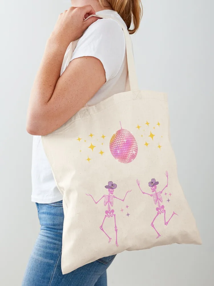 

Disco Ball and Dancing Cowboy Skeletons Tote Bag shoping bag Women's handbag cloth bag woman Women's shopper