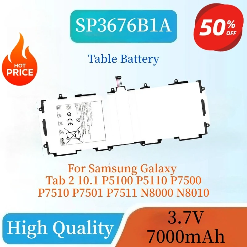 

Brand-New 3.7V 7000mAh SP3676B1A Tablet Battery For Samsung Galaxy Tab 2 10.1 P5100 P5110 P7500 P7510 P7501 P7511 N8000 N8010