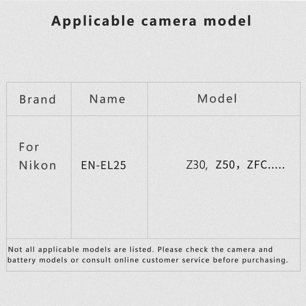 EN-EL25 EN-EL25a ENEL25 2000mAh Rechargeable Li-ion Battery with LED Charger for Nikon Z50 Z30 ZFC Mirrorless Digital Cameras