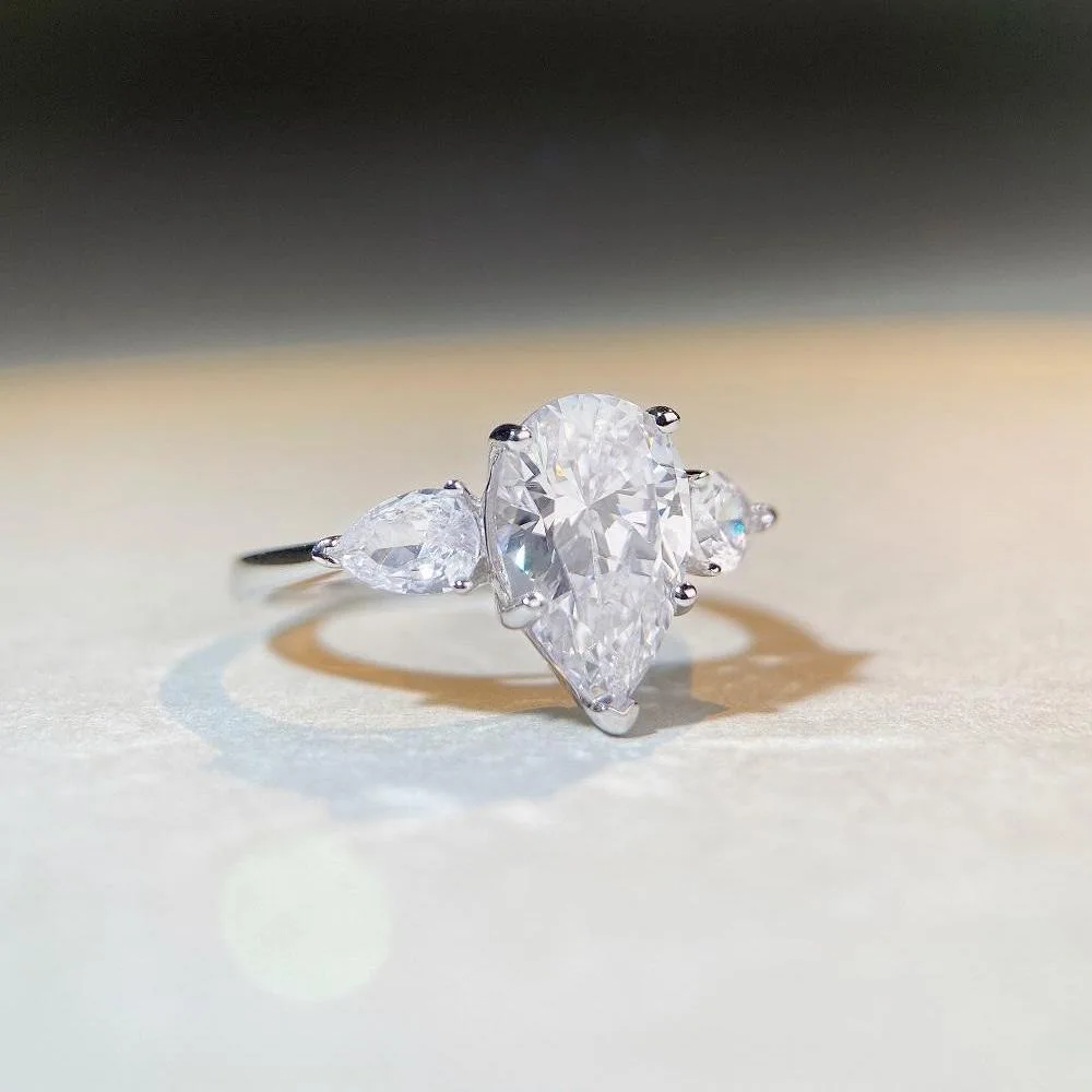 Best-selling minimalist waterdrop ring, PT950 platinum and diamond finger ring