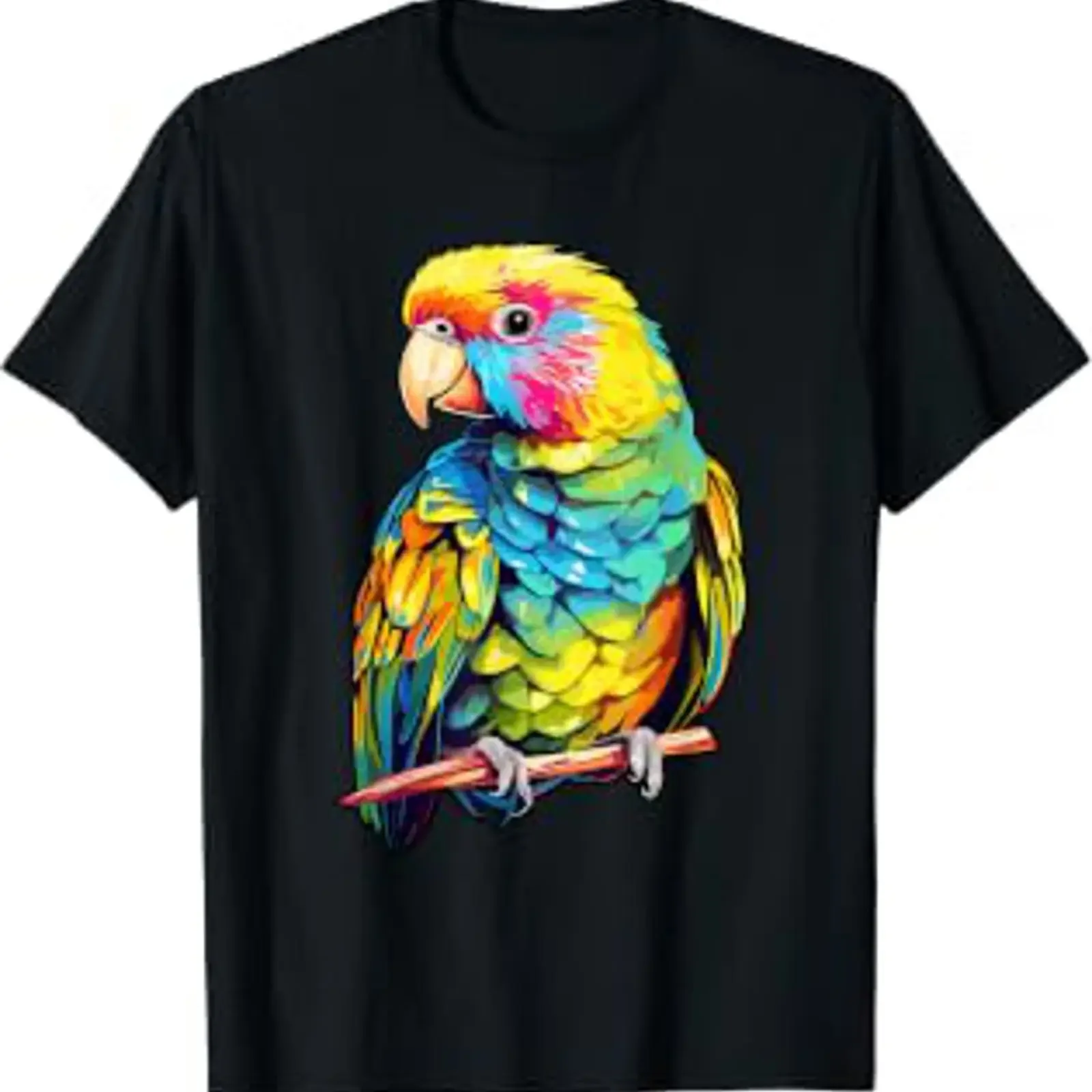 Colorful Parakeet Bird Lover Tie Dye Budgerigar Budgie T Shirt vintage Washed Casual Unisex Breathable homme