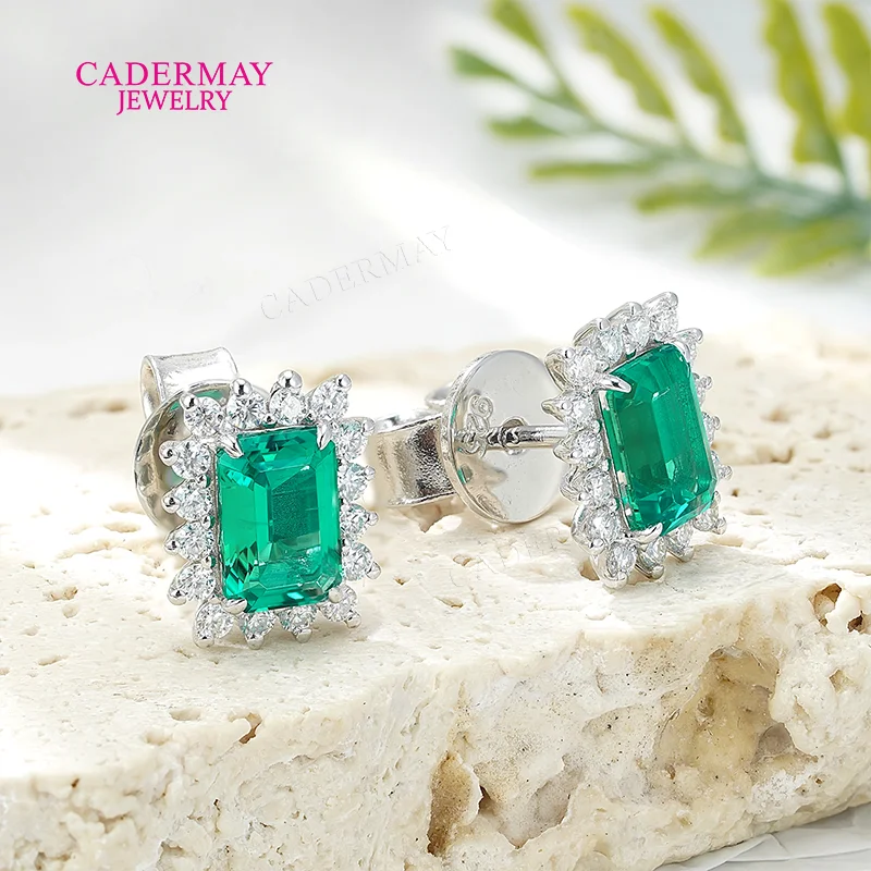 

Серьги-гвоздики Cadermay из серебра 925 пробы с муассанитом Halo, изумрудной огранки 4x6 мм, выращенные в лаборатории, цвет Колумбия Грин, для женщин, подарок на вечеринку