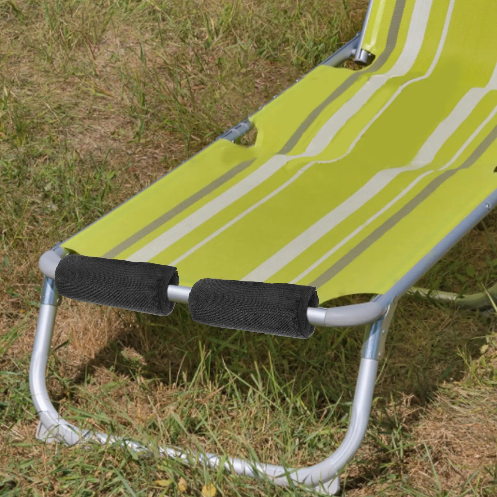 

2 Pcs Foot Cushion 20x8cm Black Folding Chairs Footrest Pad Yard Waterproof Sponge Outdoor Furniture Accessories