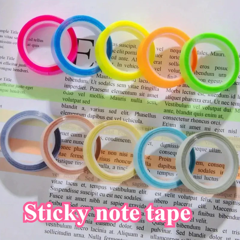 

1set Labeling Stickers Transparent Fluorescent Index Labels 5 Meter Sticky Note Tape Reading Stickers School Office Supplies