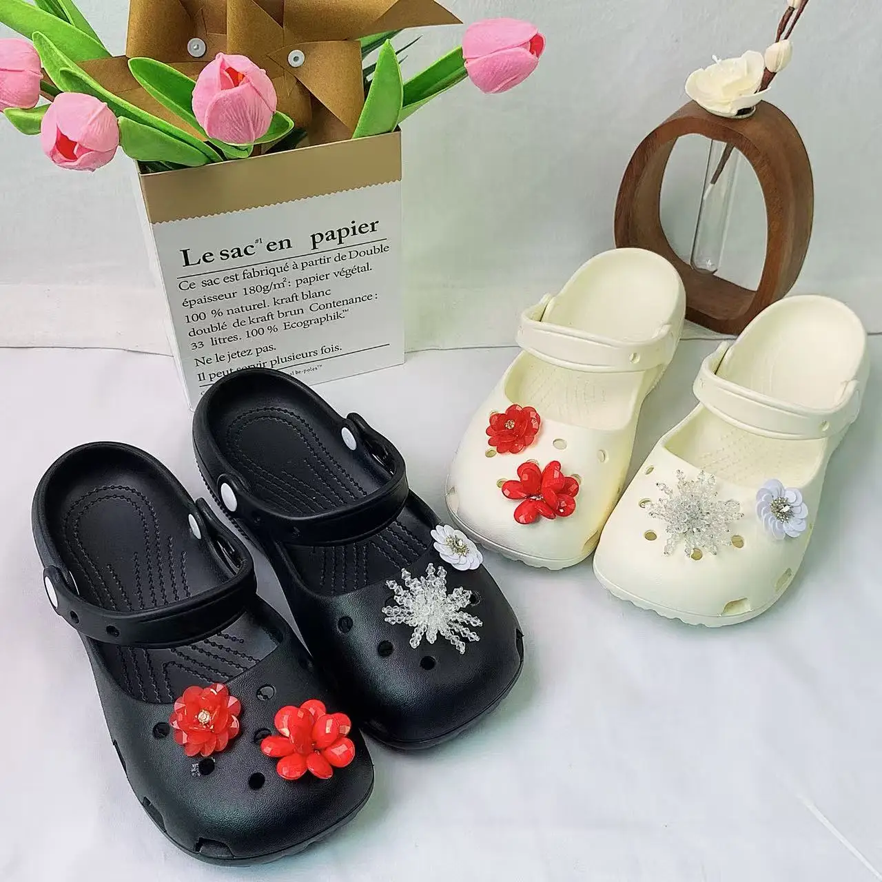 Fashion Shoe Accessories Korean Style New Model Compatible with Clogs DIY Accessories Lucky Red Set Mary Jane Shoes Ballet Clogs Accessories