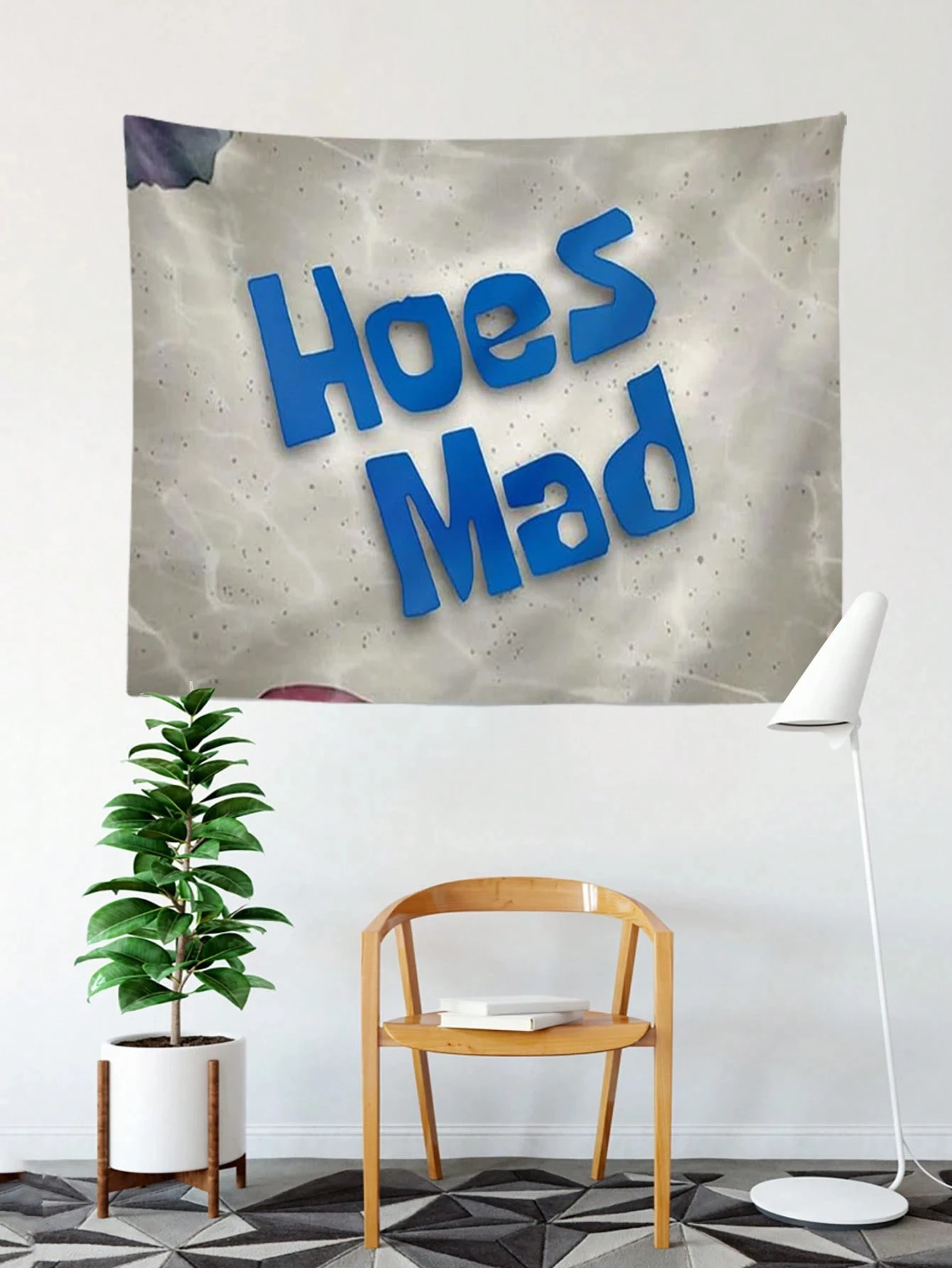 JIT Hoes Mad Гобелен Жирный Синий Текстовый Узор для Острых Домашнего Декора Юмористический Модный Для Гостиной Спальни Настенное Искусство Высокое Качество