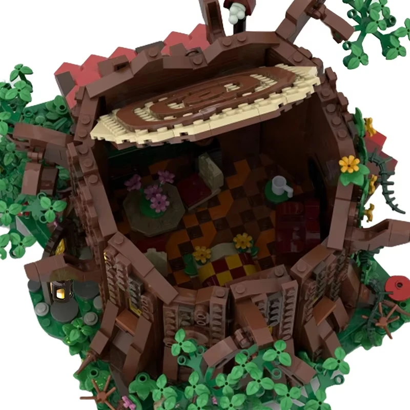 MOC Architecture Creative Fairytale Forest Tree House Elf Flower House DIY Assembled Building Blocks Toy Children's Gift